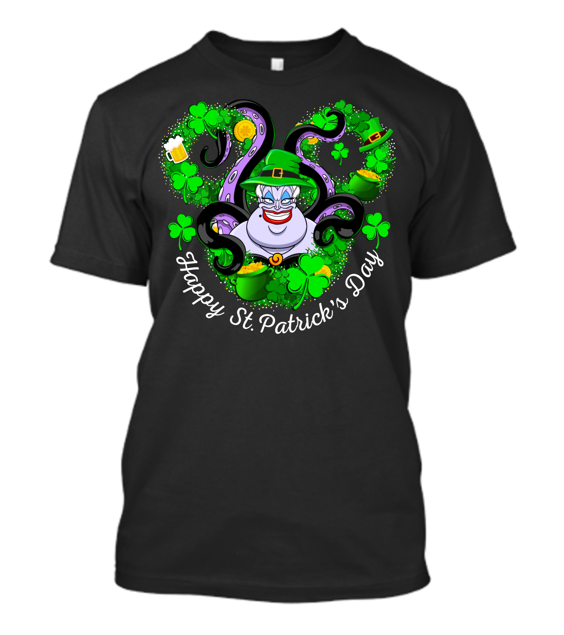 Happy St. Patrick's Day Ursula With Clovers And Gold T-Shirt