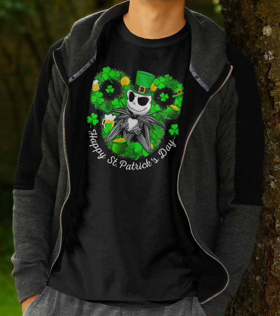 Happy St. Patrick's Day Jack Skellington Lucky Clover T-Shirt