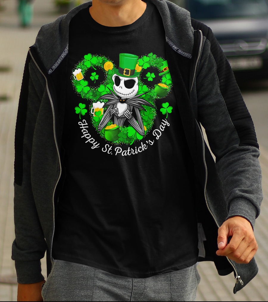 Happy St. Patrick's Day Jack Skellington Lucky Clover T-Shirt