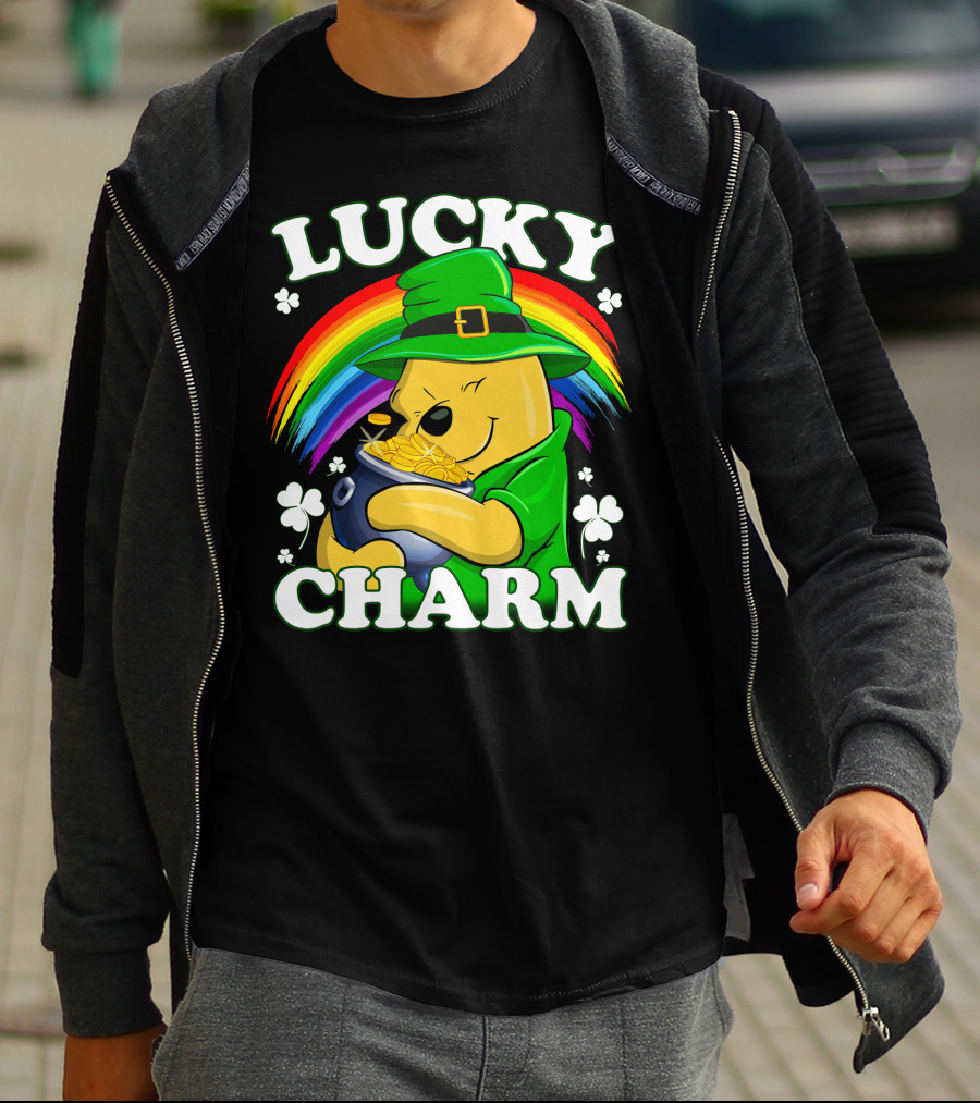 Pooh Lucky Charm Rainbow Leprechaun Clover Gold T-Shirt