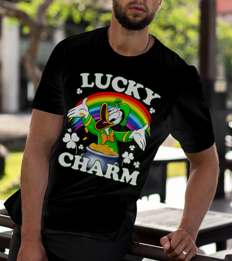 Lucky Charm Donald Pot Of Gold Rainbow Clovers T-Shirt