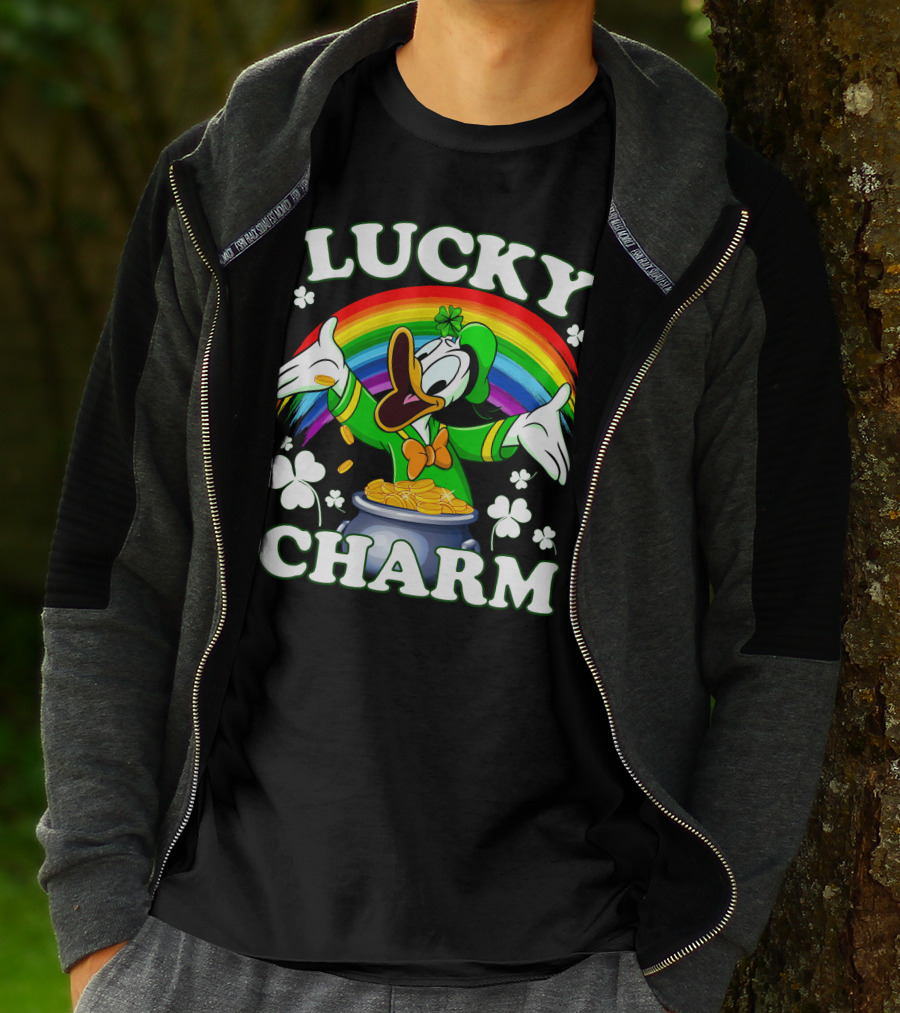 Lucky Charm Donald Pot Of Gold Rainbow Clovers T-Shirt