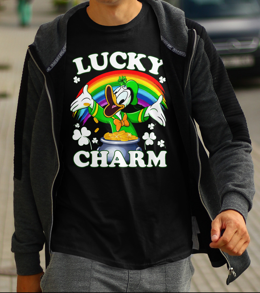 Lucky Charm Donald Pot Of Gold Rainbow Clovers T-Shirt