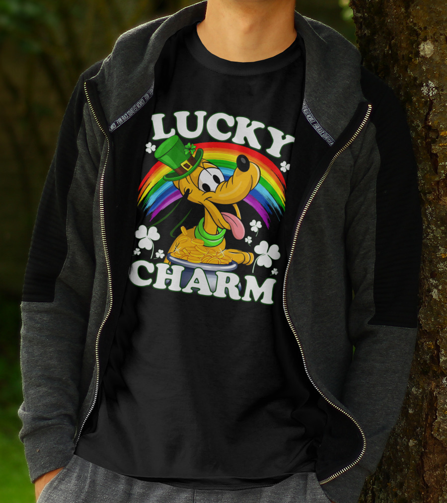 Lucky Charm Pluto Rainbow Clover Hat Coins T-Shirt