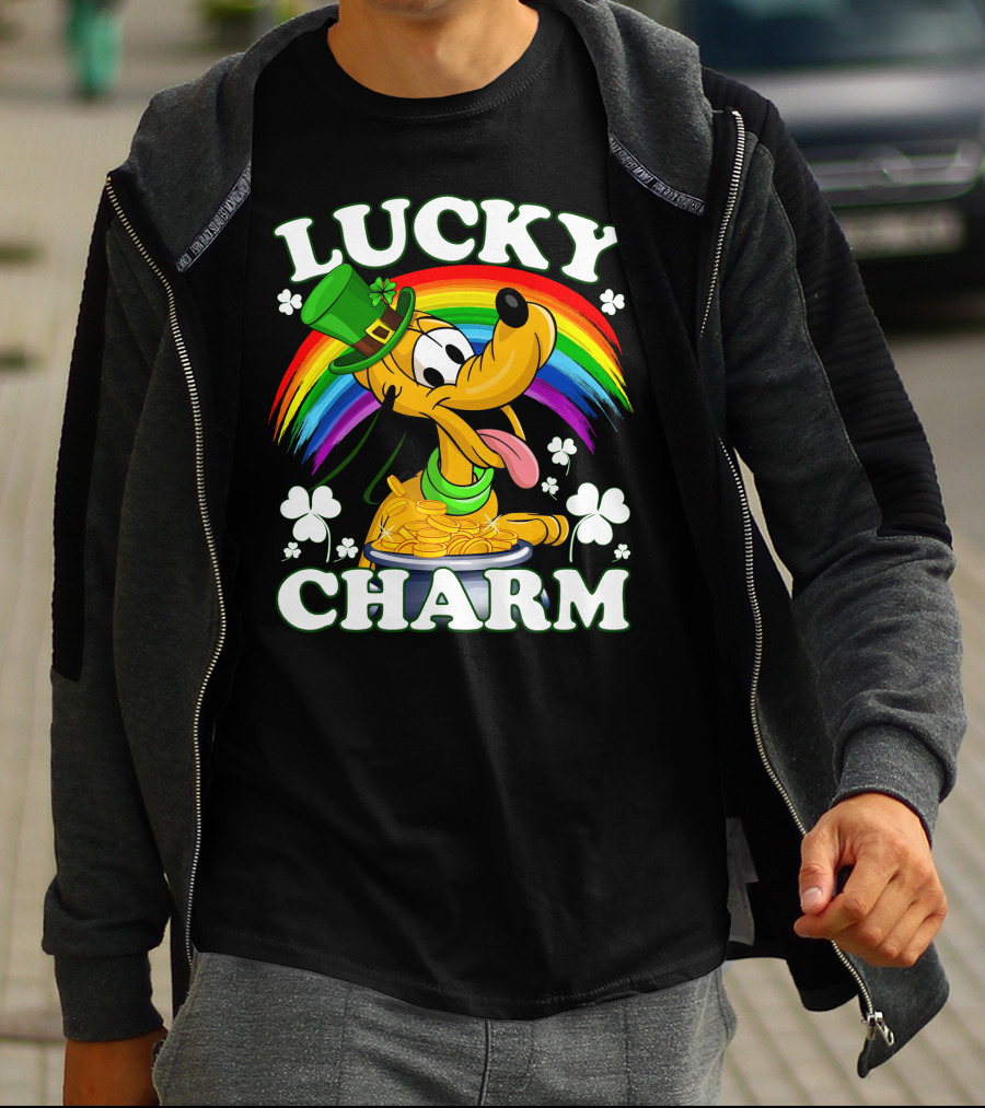 Lucky Charm Pluto Rainbow Clover Hat Coins T-Shirt