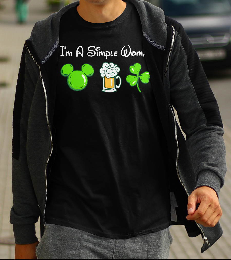 I'm A Simple Woman Mouse Ears Beer Shamrock T-Shirt