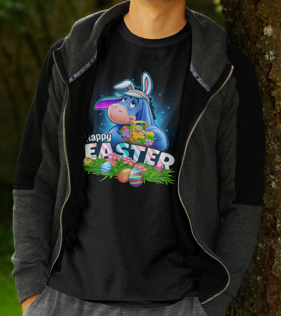 Eeyore Happy Easter With Bunny Ears And Easter Eggs T-Shirt