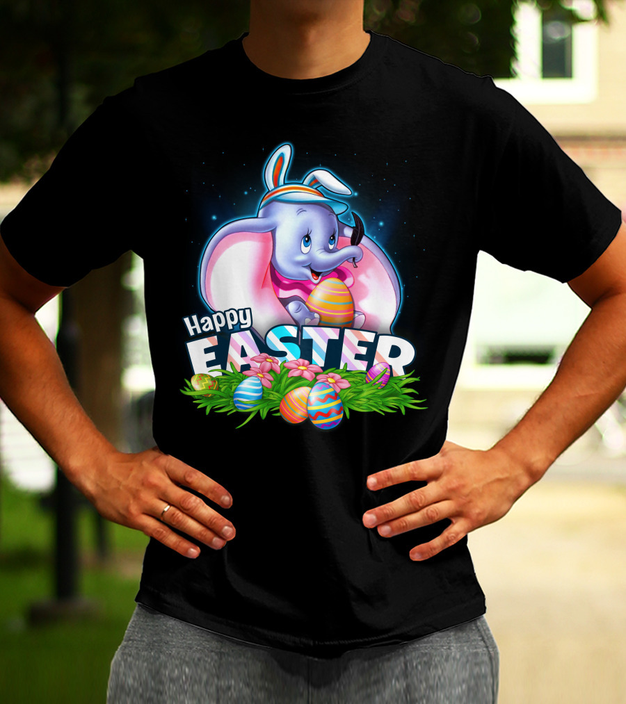 Happy Easter Dumbo With Colorful Easter Eggs T-Shirt