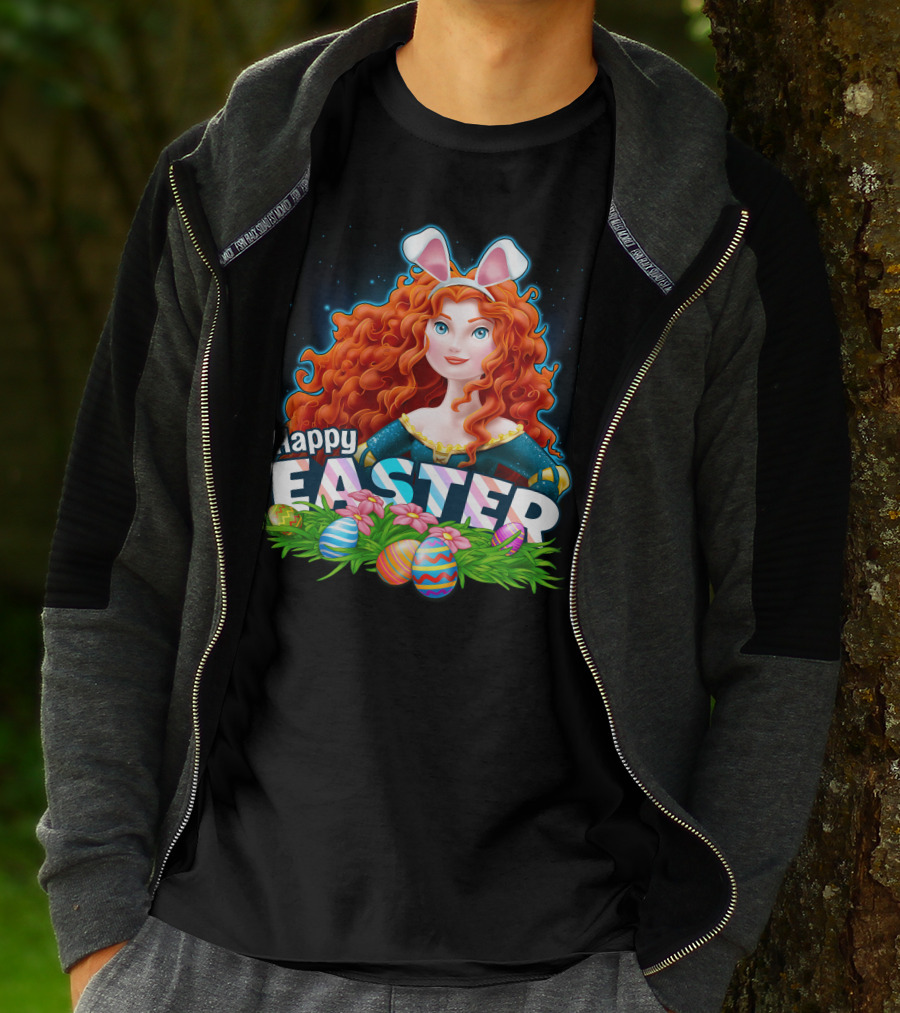 Merida Easter Celebration With Bunny Ears And Colorful Eggs T-Shirt