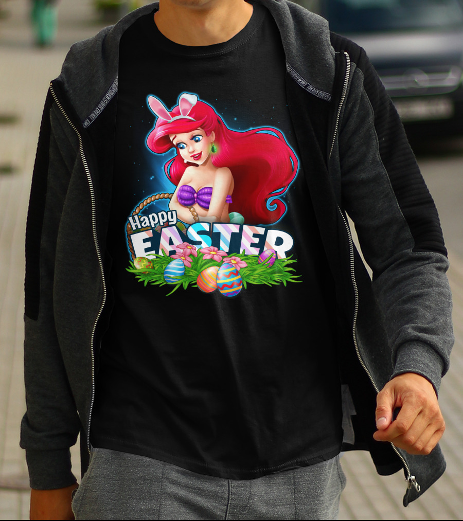 Happy Easter Ariel With Easter Eggs And Bunny Ears T-Shirt