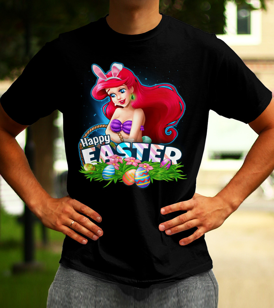 Happy Easter Ariel With Easter Eggs And Bunny Ears T-Shirt