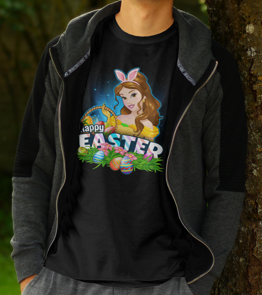 Happy Easter Bella Bunny Ears Basket And Painted Eggs T-Shirt