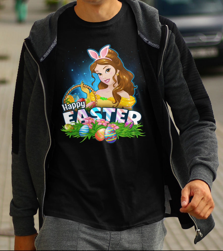 Happy Easter Bella Bunny Ears Basket And Painted Eggs T-Shirt