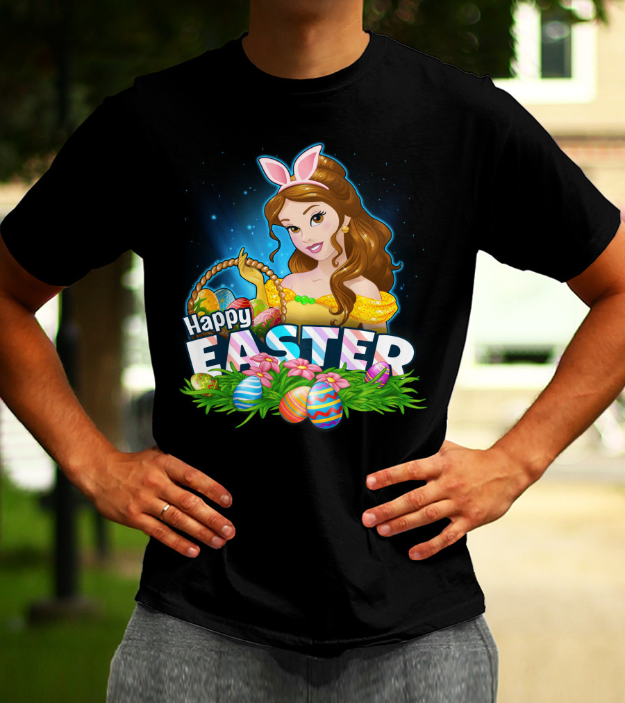 Happy Easter Bella Bunny Ears Basket And Painted Eggs T-Shirt