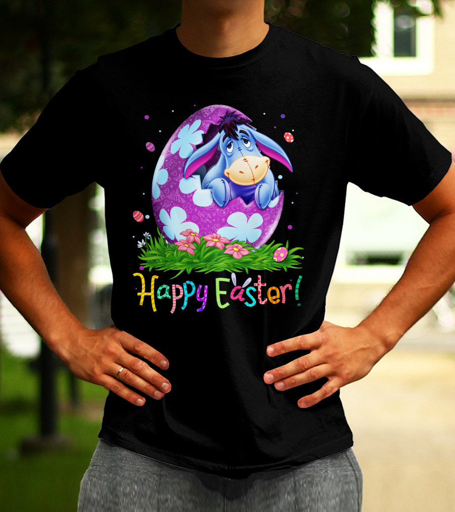 Eeyore Happy Easter Floral Egg And Flowers T-Shirt