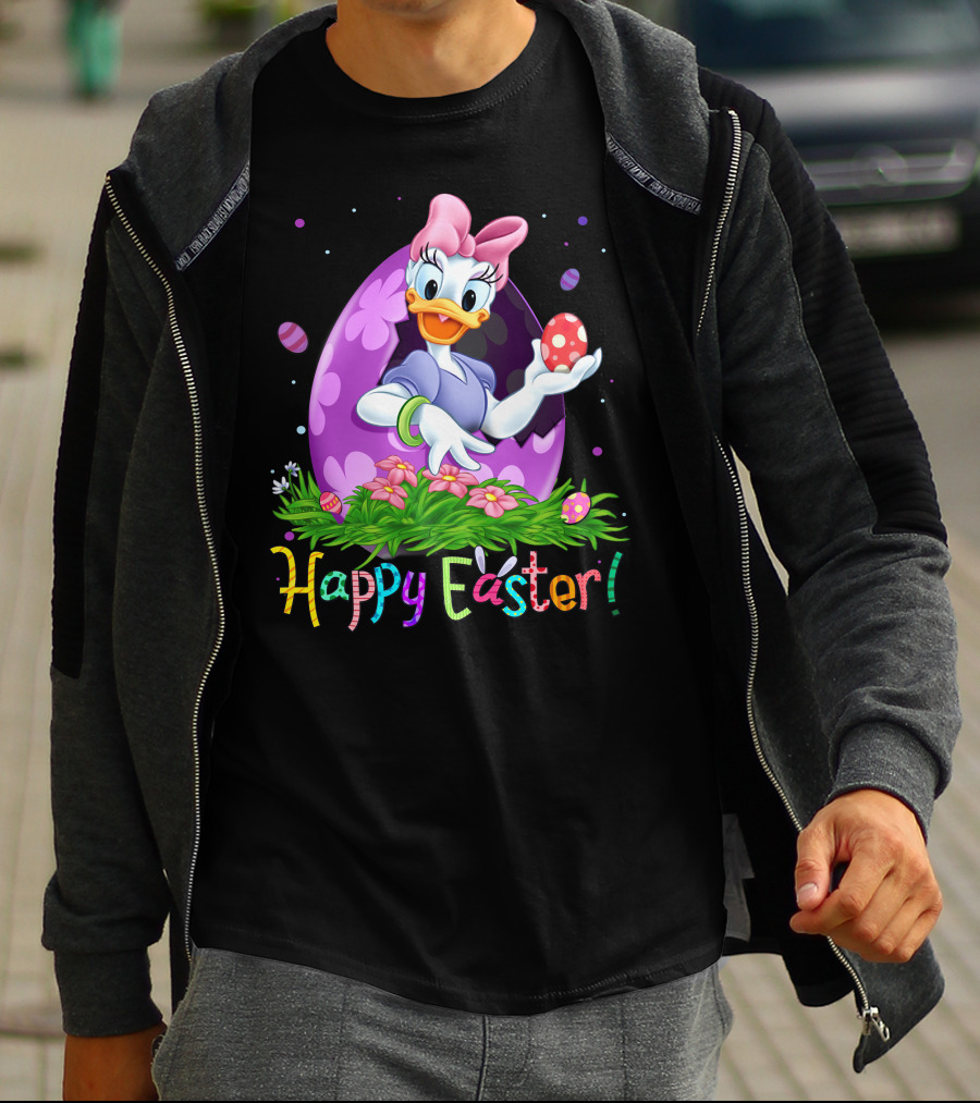 Happy Easter Daisy Duck Egg And Flowers T-Shirt