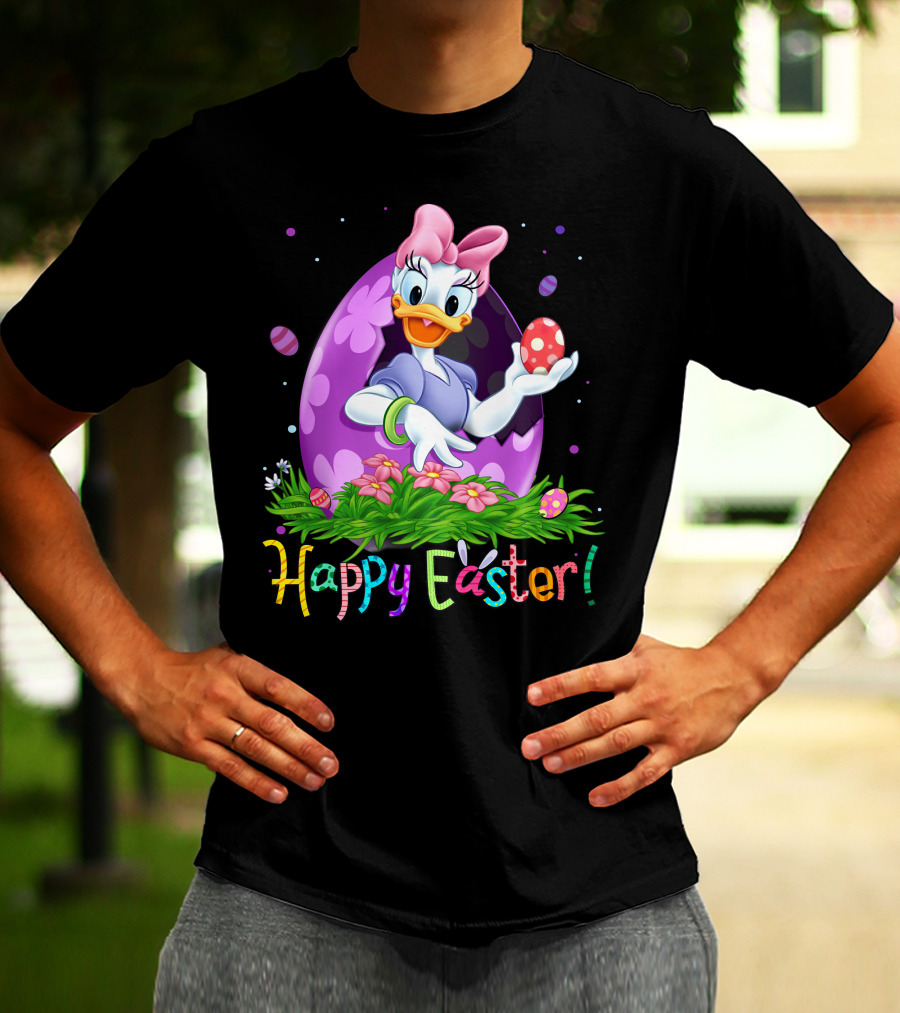 Happy Easter Daisy Duck Egg And Flowers T-Shirt