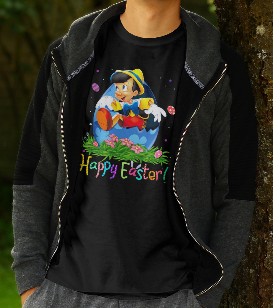 Happy Easter Pinocchio Egg And Flowers T-Shirt