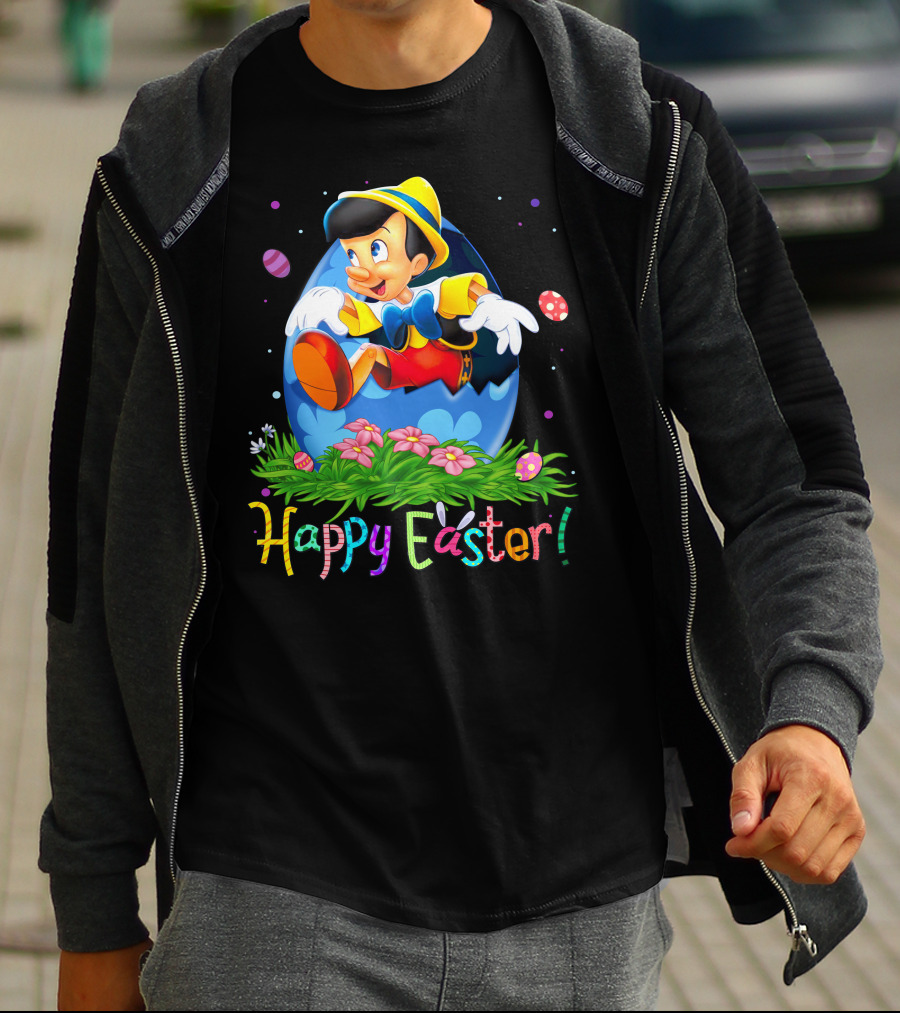 Happy Easter Pinocchio Egg And Flowers T-Shirt