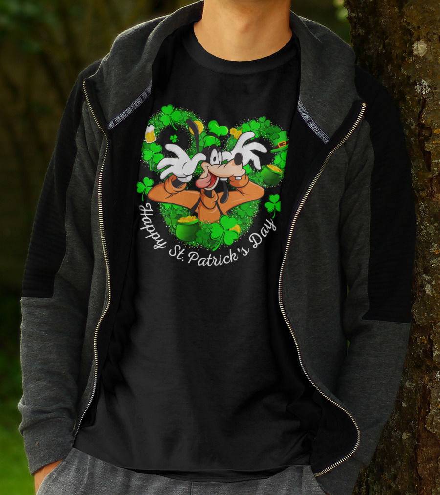 Goofy Happy St. Patrick's Day Shamrock Beer Mug Pot Of Gold T-Shirt