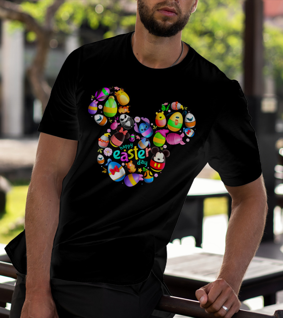 Disney Characters Easter Day Celebration In Iconic Mickey Ears Shape T-Shirt