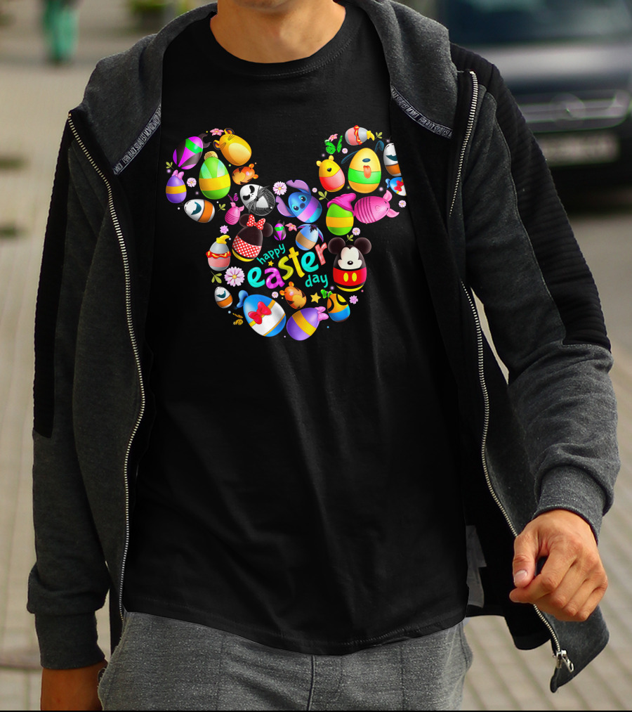Disney Characters Easter Day Celebration In Iconic Mickey Ears Shape T-Shirt