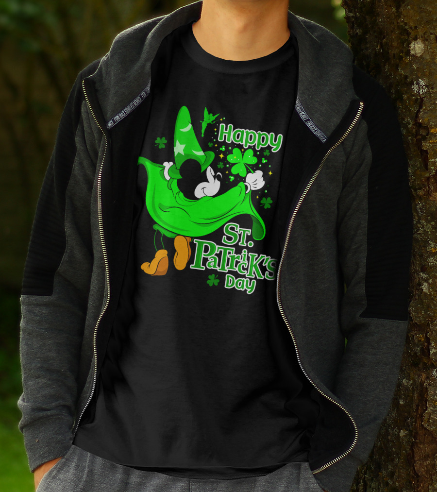 Happy St. Patrick's Day Mickey Fantasia Sparkling Clover And Shamrocks T-Shirt