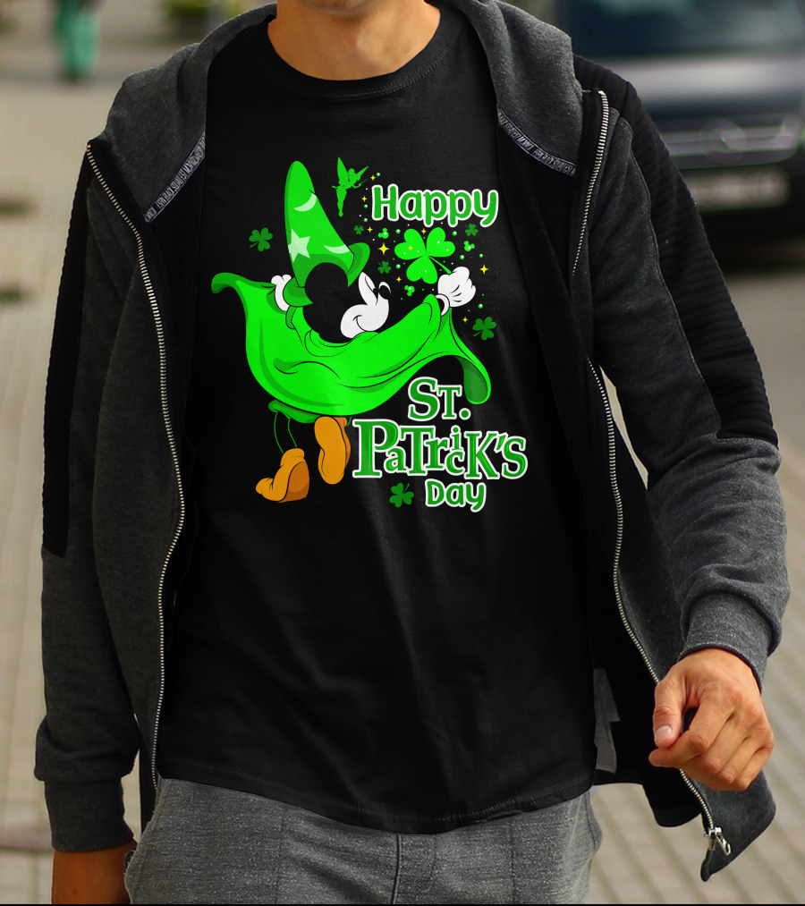 Happy St. Patrick's Day Mickey Fantasia Sparkling Clover And Shamrocks T-Shirt