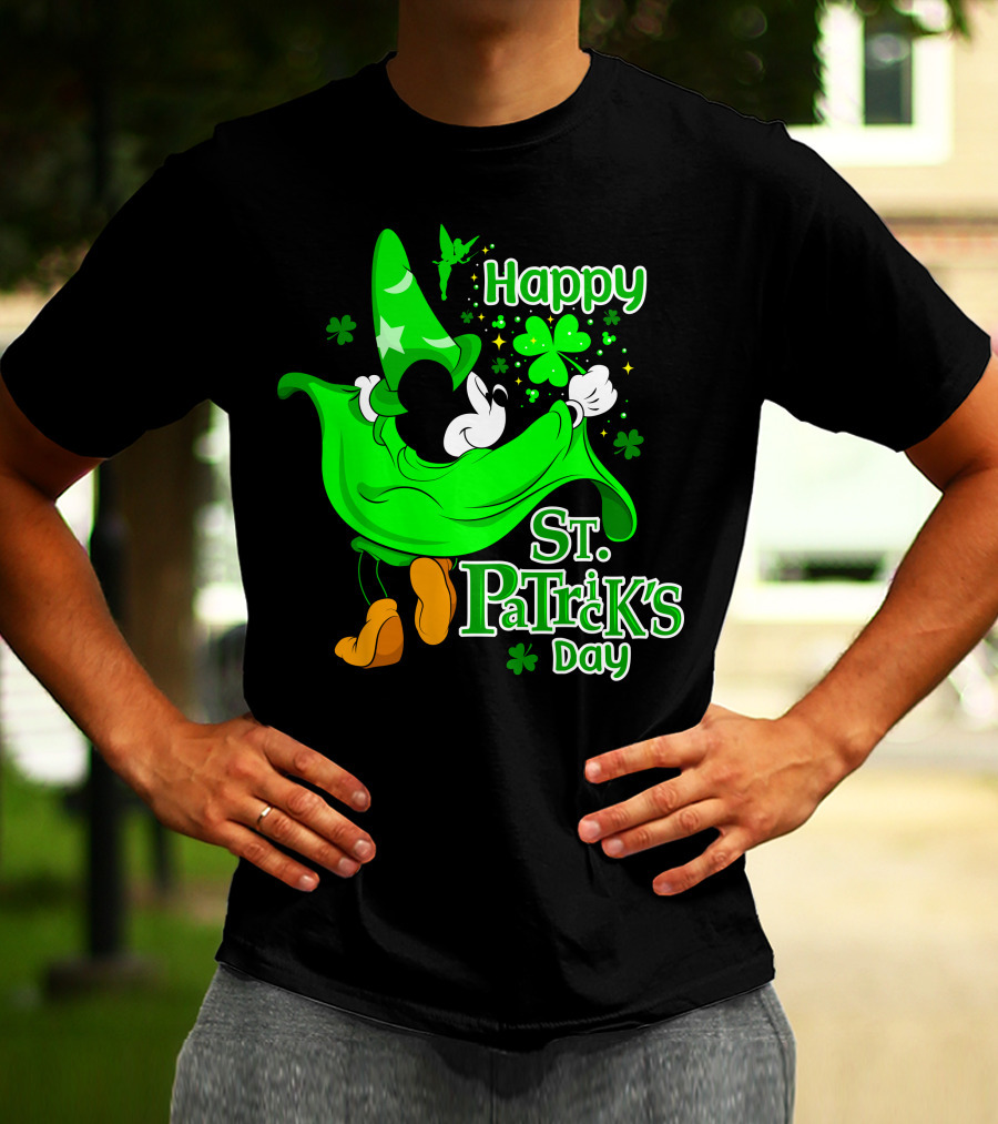 Happy St. Patrick's Day Mickey Fantasia Sparkling Clover And Shamrocks T-Shirt
