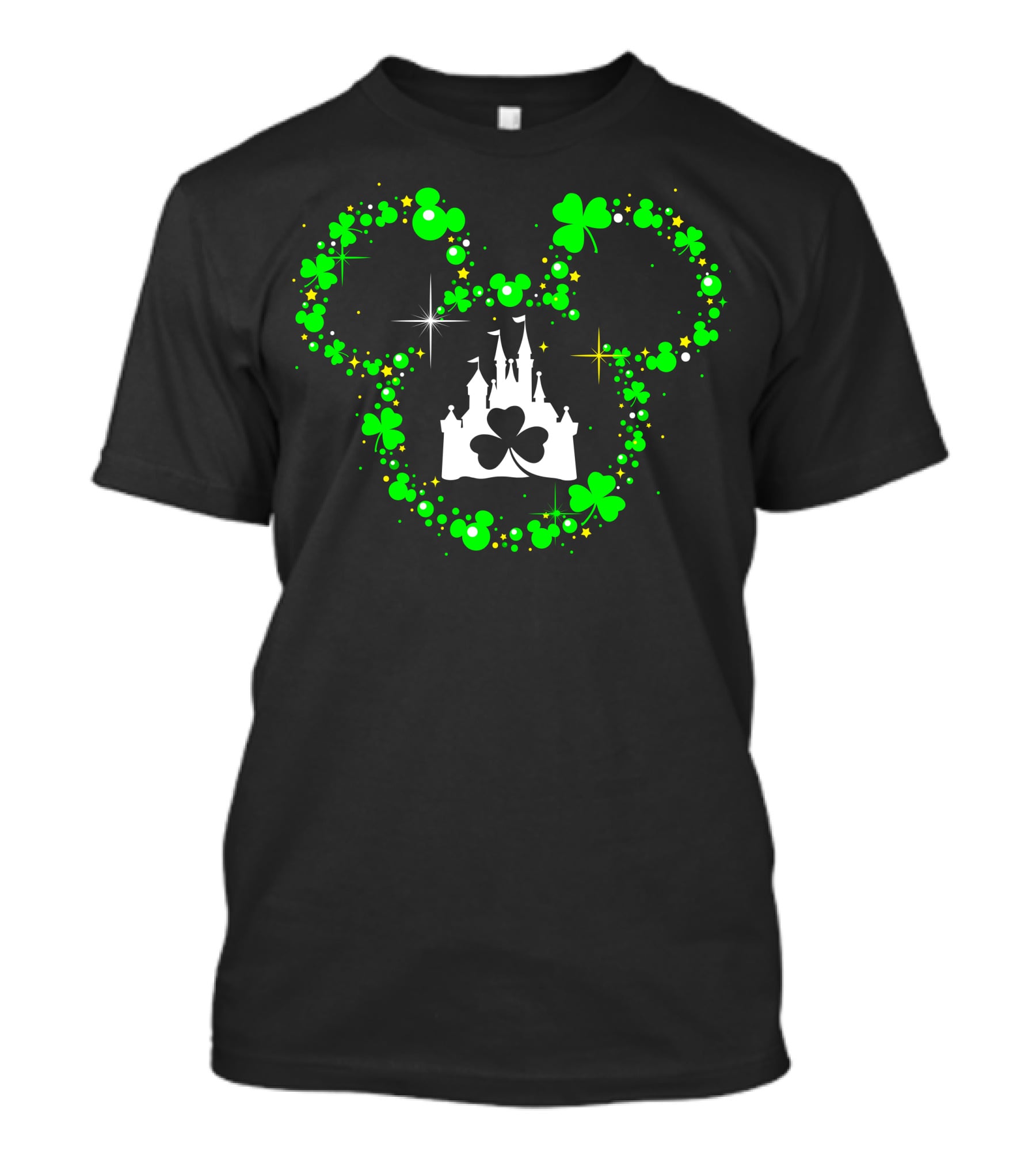 Mickey Patrick's Day St. Patrick's Castle Clover Magic Head T-Shirt