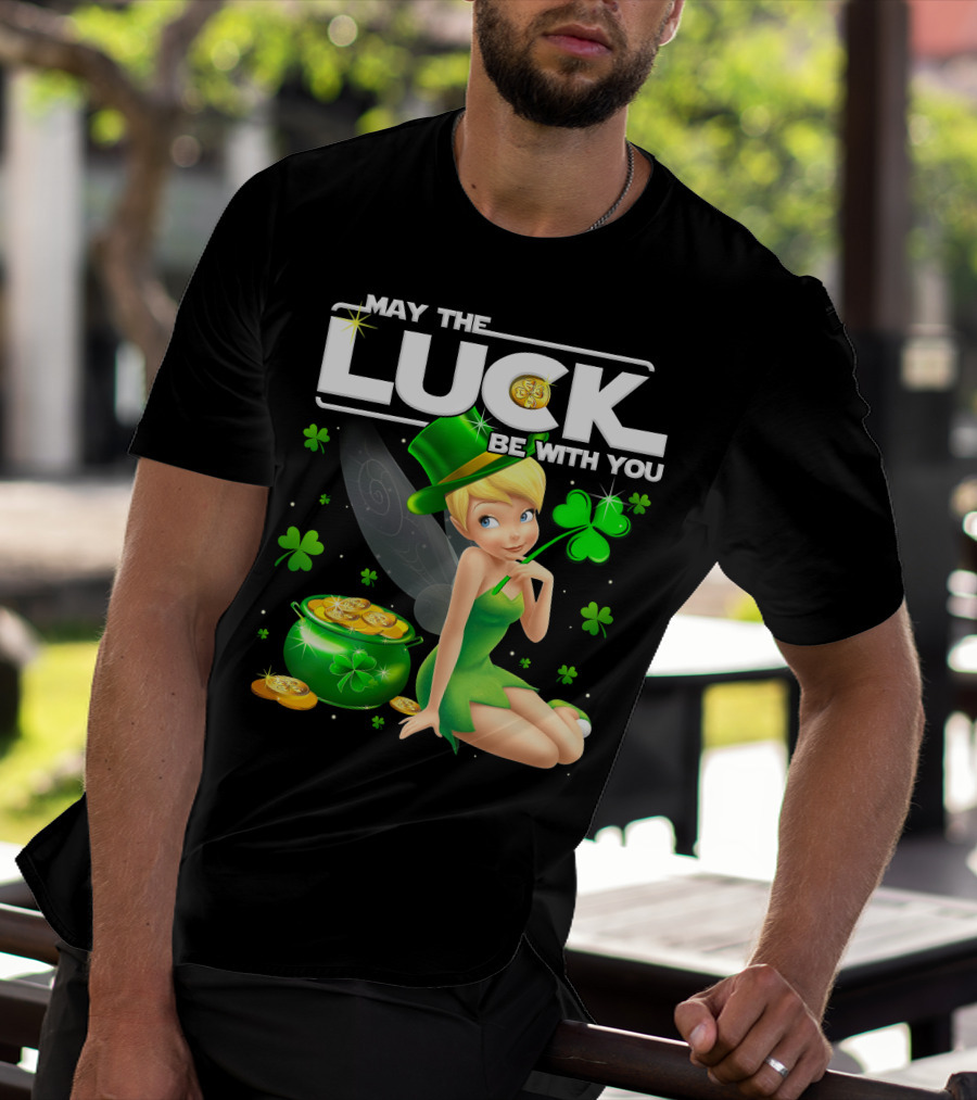 Tinkerbell May The Luck Be With You Shamrock And Pot Of Gold T-Shirt