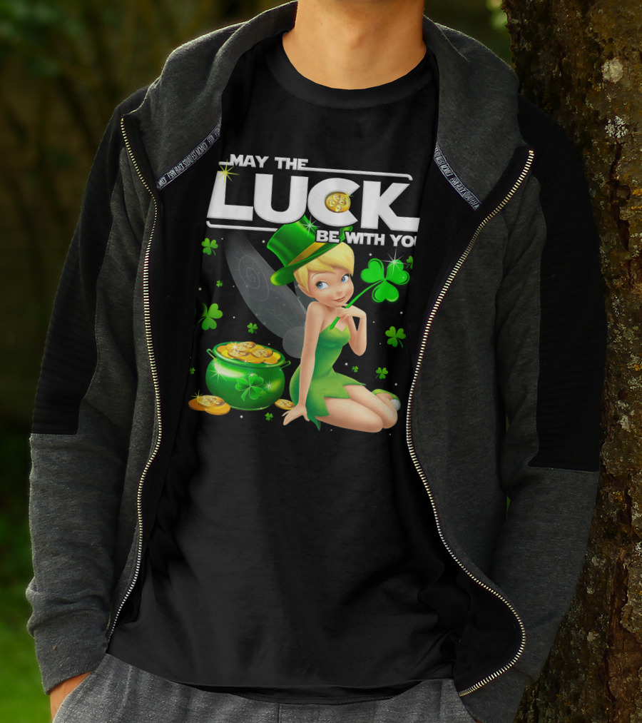 Tinkerbell May The Luck Be With You Shamrock And Pot Of Gold T-Shirt