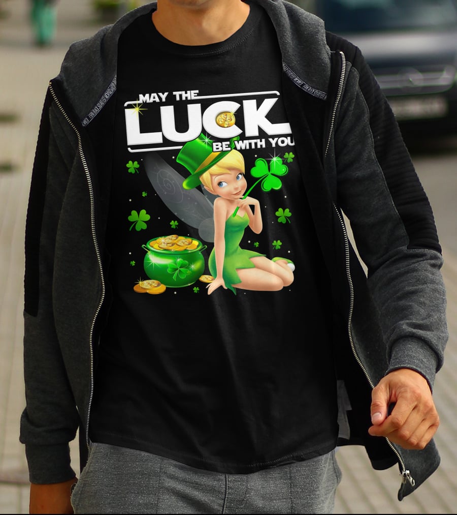Tinkerbell May The Luck Be With You Shamrock And Pot Of Gold T-Shirt