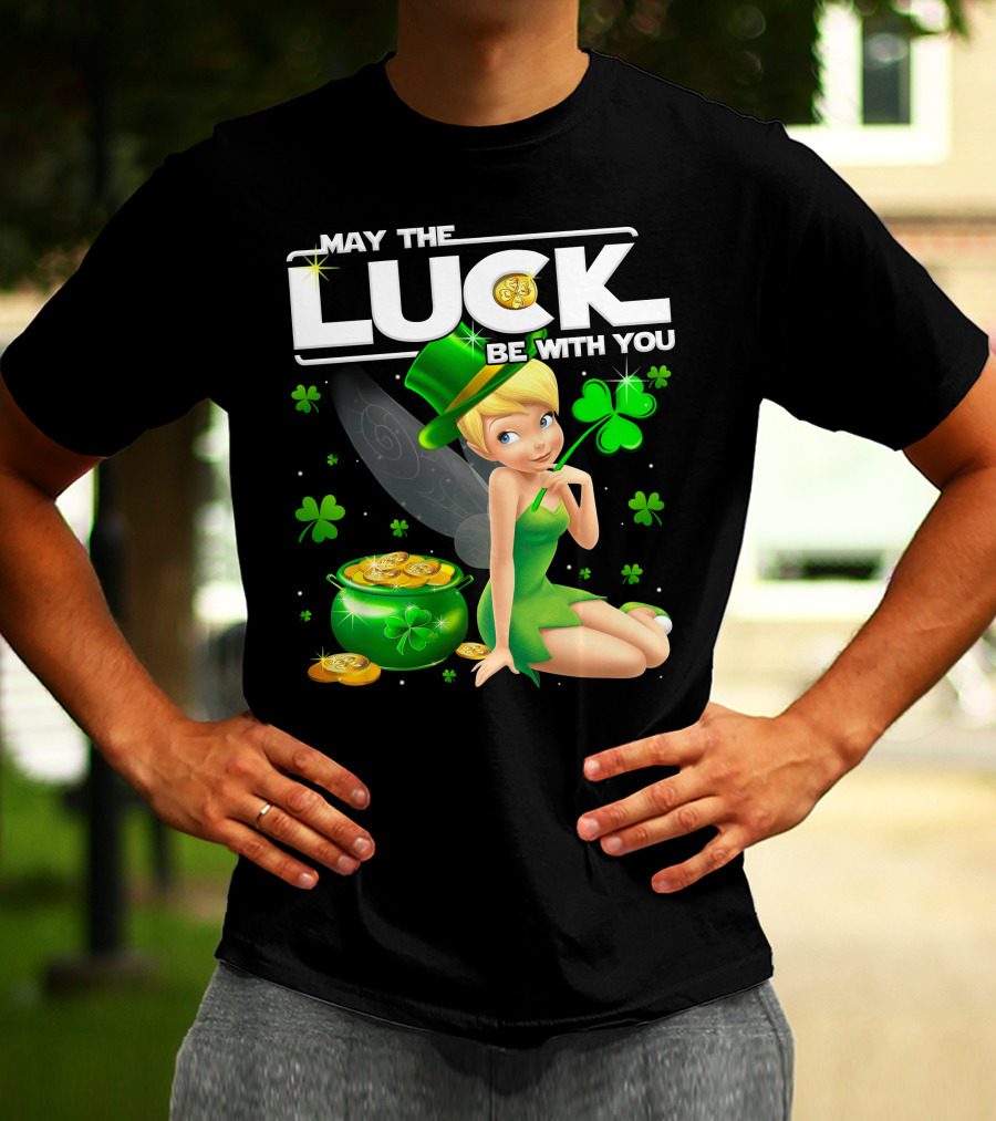 Tinkerbell May The Luck Be With You Shamrock And Pot Of Gold T-Shirt
