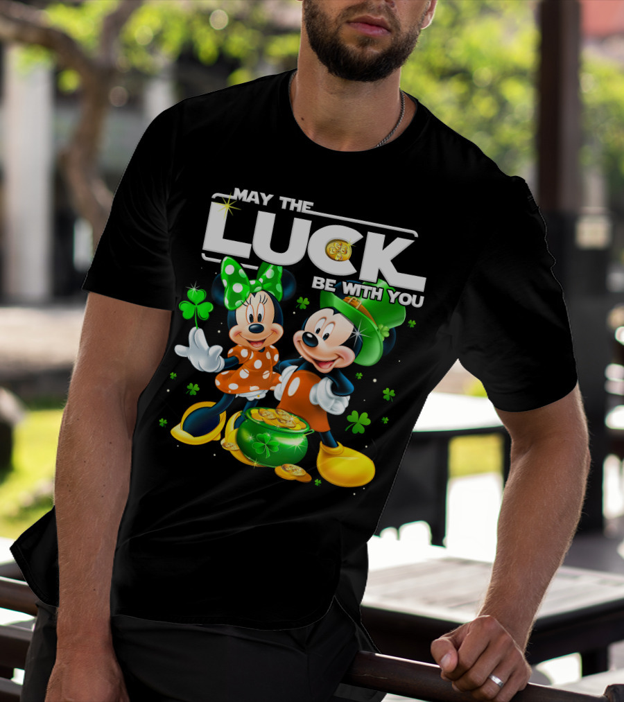 May The Luck Be With You Mickey And Minnie St. Patrick's Theme T-Shirt