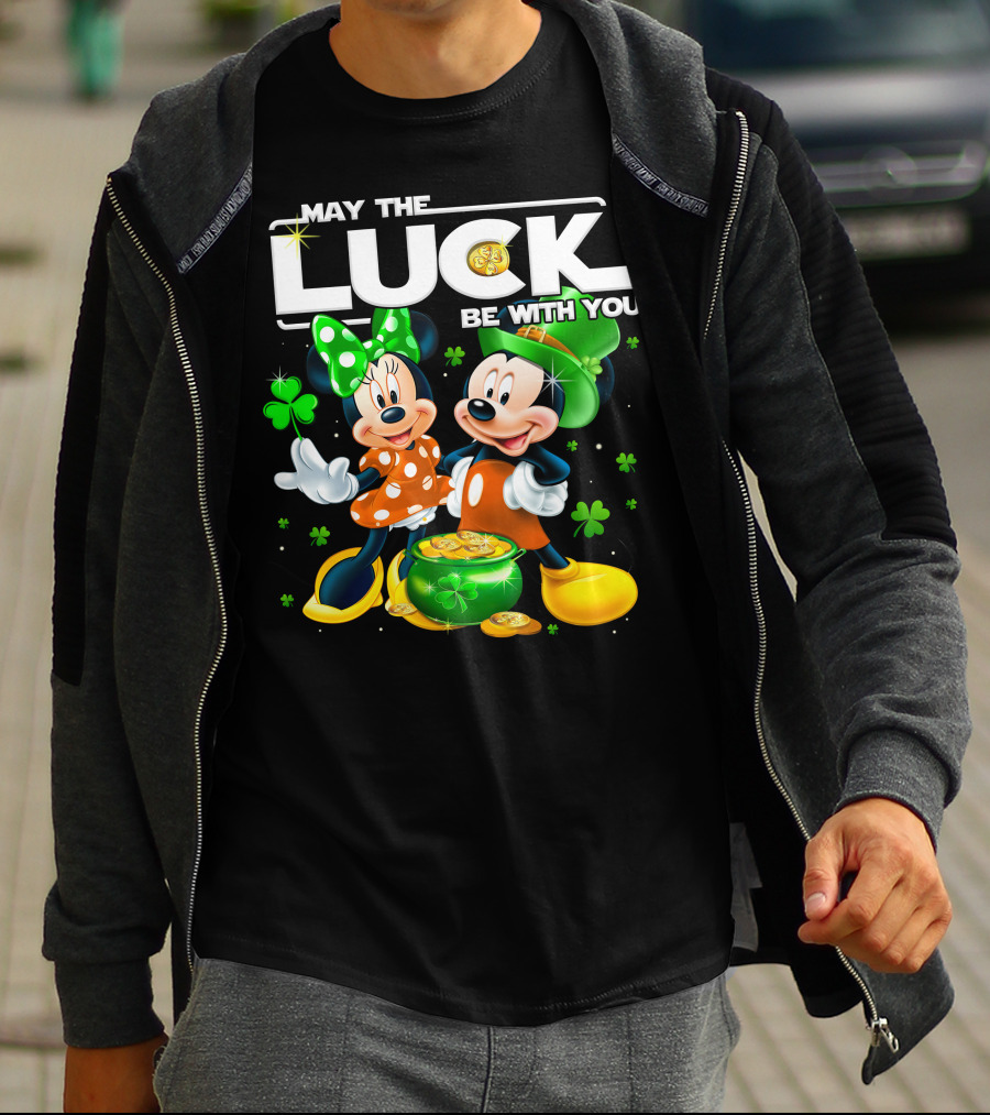 May The Luck Be With You Mickey And Minnie St. Patrick's Theme T-Shirt