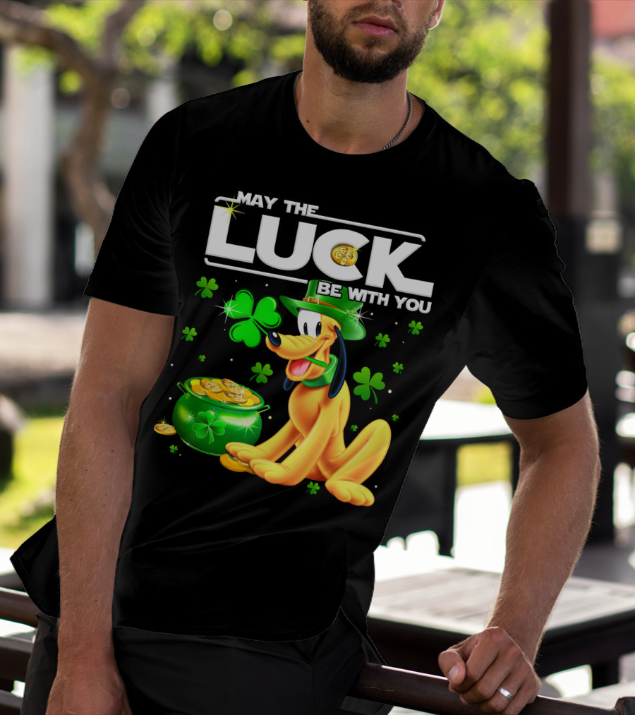 May The Luck Be With You Pluto Shamrock Coins Green Hat T-Shirt