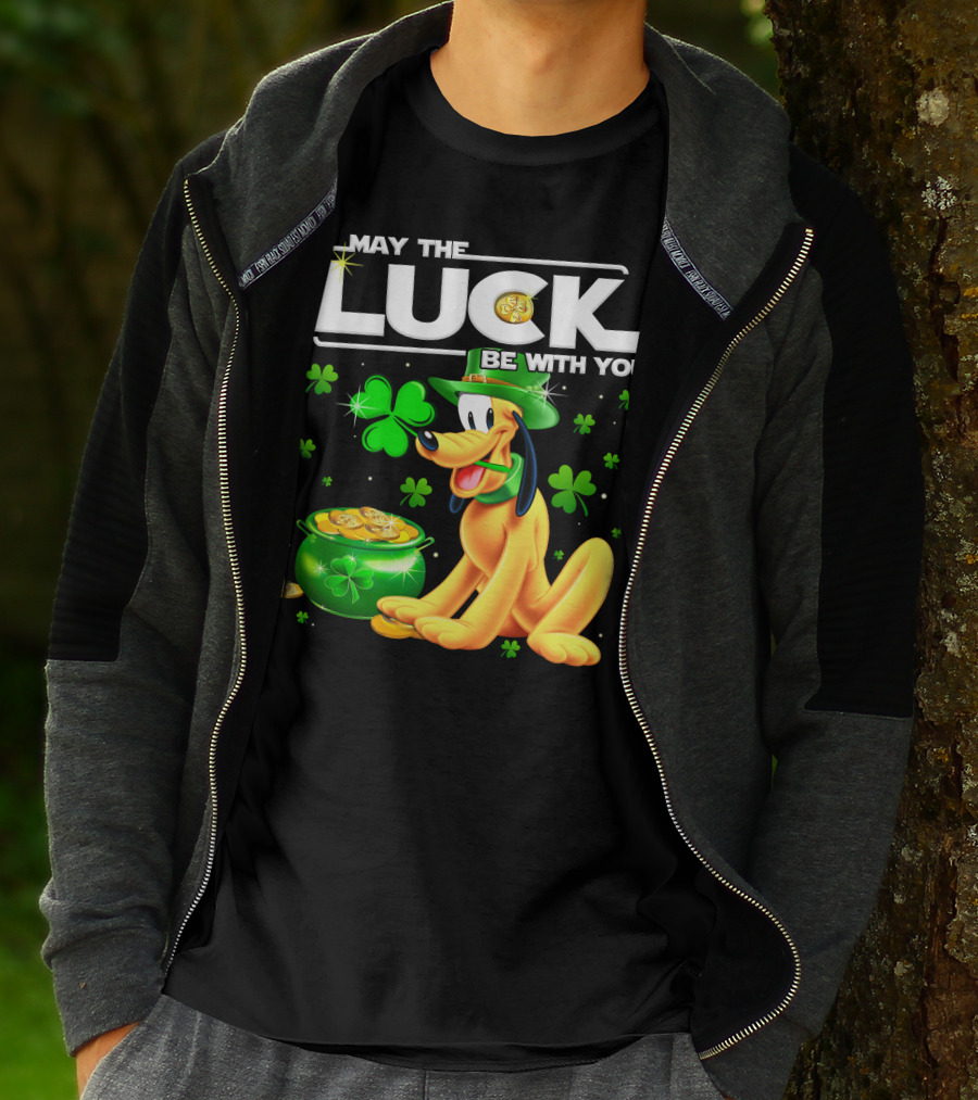 May The Luck Be With You Pluto Shamrock Coins Green Hat T-Shirt