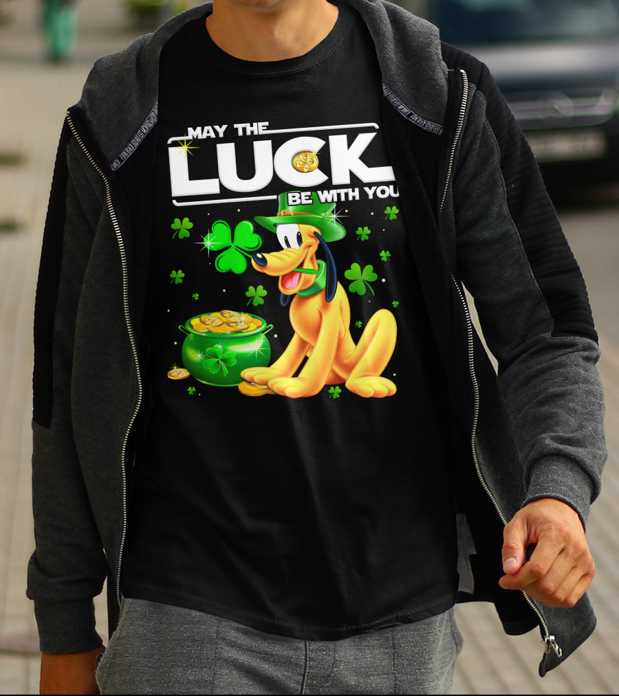 May The Luck Be With You Pluto Shamrock Coins Green Hat T-Shirt