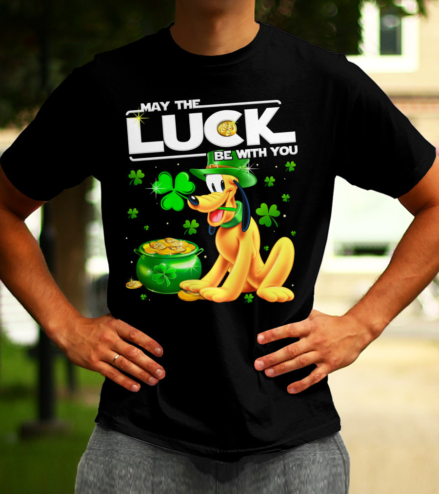 May The Luck Be With You Pluto Shamrock Coins Green Hat T-Shirt