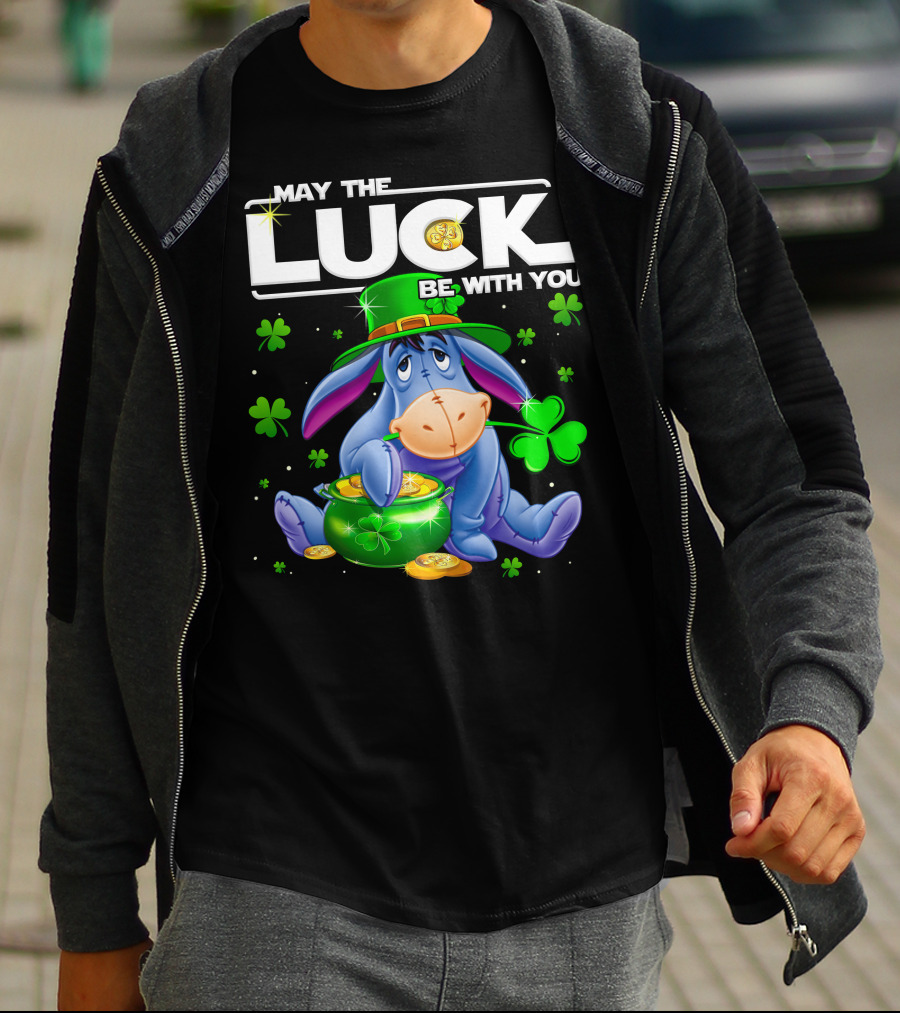 May The Luck Be With You Eeyore Leprechaun Clover Gold Coins T-Shirt
