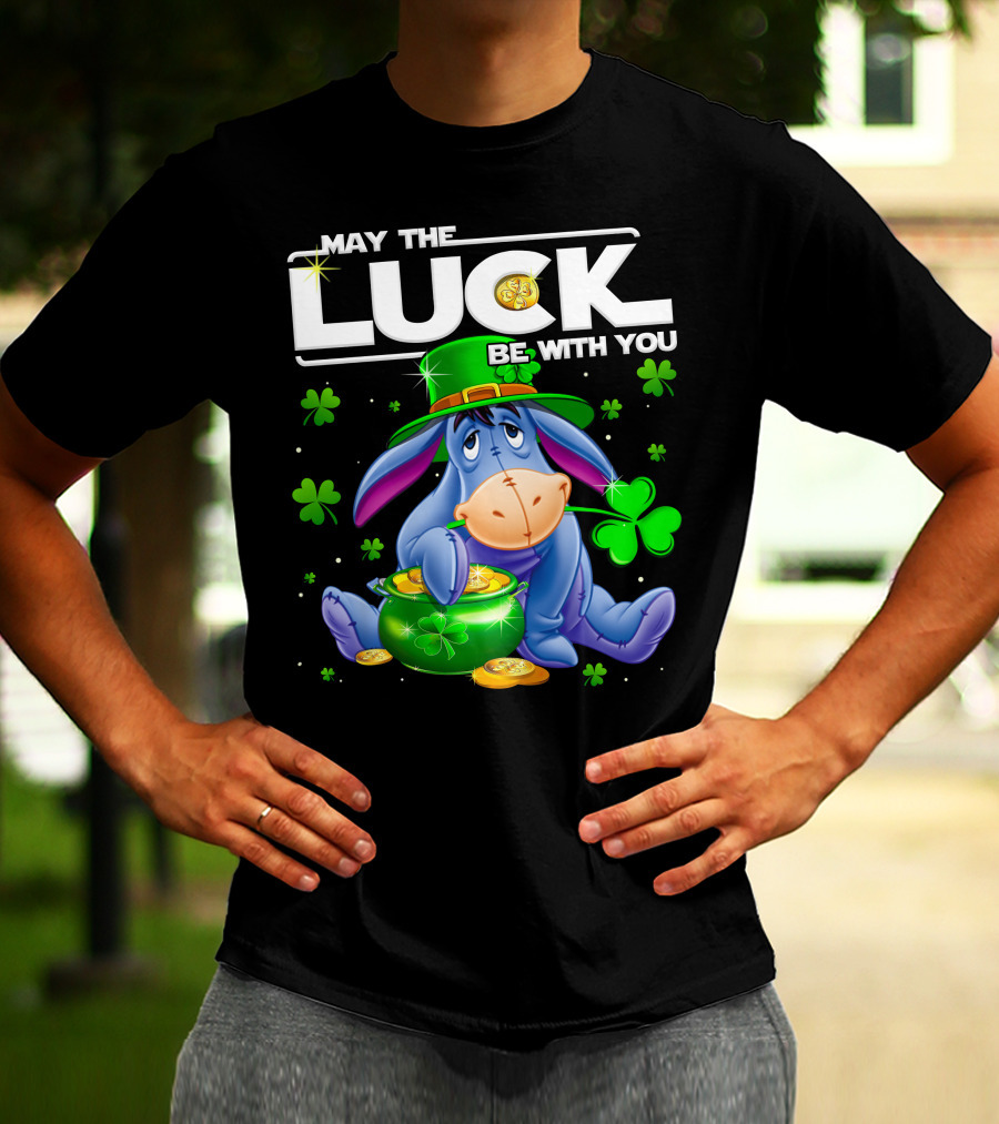 May The Luck Be With You Eeyore Leprechaun Clover Gold Coins T-Shirt