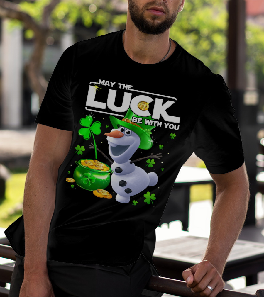 Olaf May The Luck Be With You St. Patrick's Day Clover Coins T-Shirt
