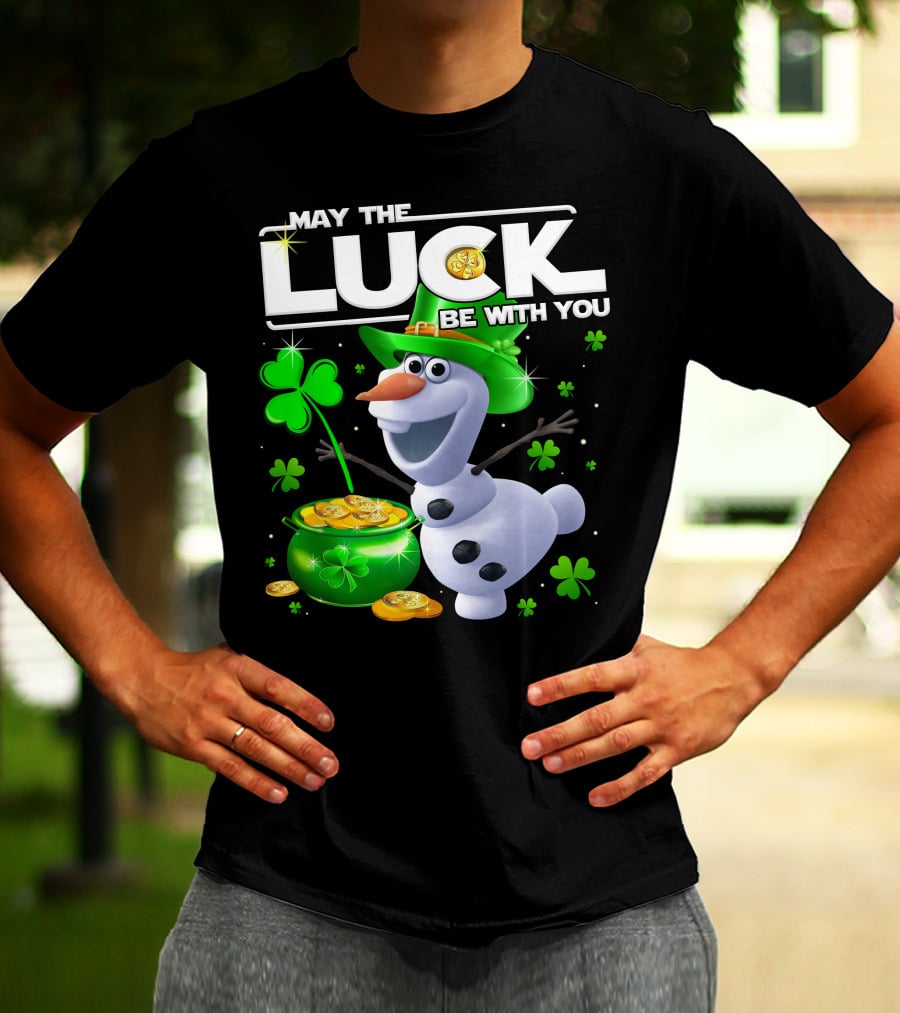 Olaf May The Luck Be With You St. Patrick's Day Clover Coins T-Shirt