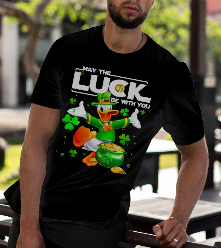 Donald May The Luck Be With You St. Patrick's Day Leprechaun Duck With Pot Of Gold T-Shirt