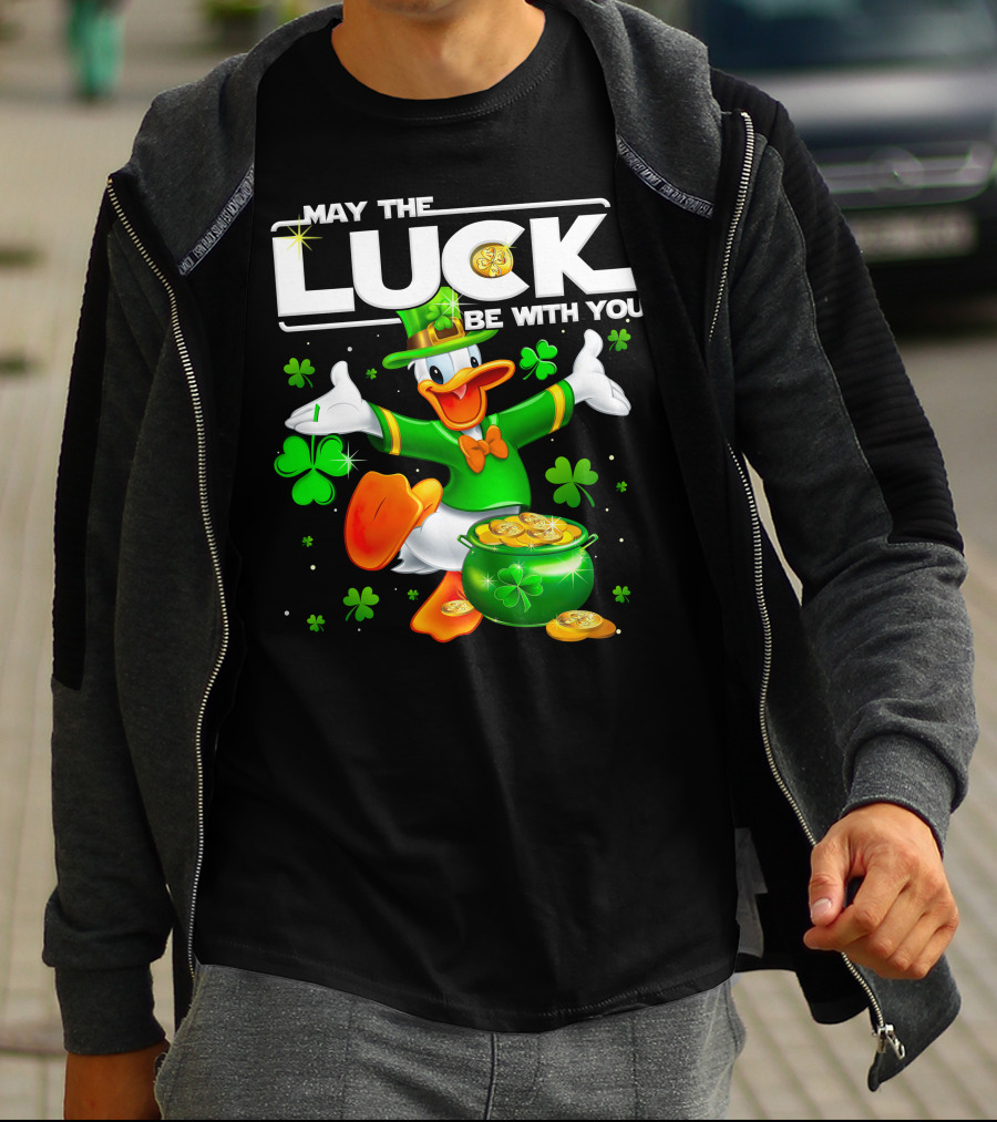 Donald May The Luck Be With You St. Patrick's Day Leprechaun Duck With Pot Of Gold T-Shirt
