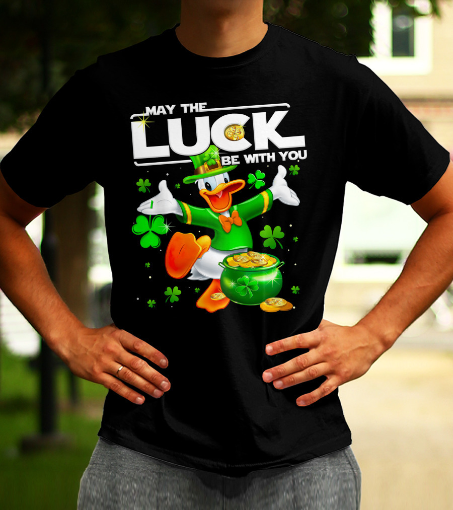 Donald May The Luck Be With You St. Patrick's Day Leprechaun Duck With Pot Of Gold T-Shirt
