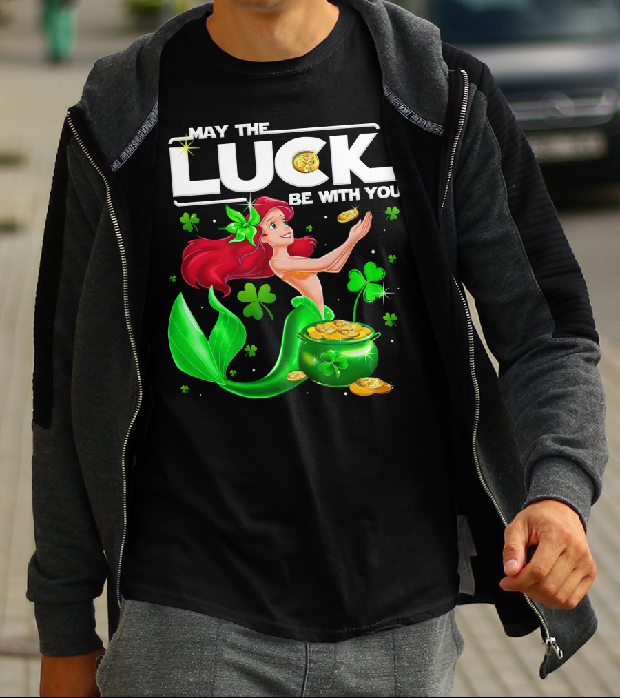 Ariel May The Luck Be With You Mermaid Shamrock Coins T-Shirt