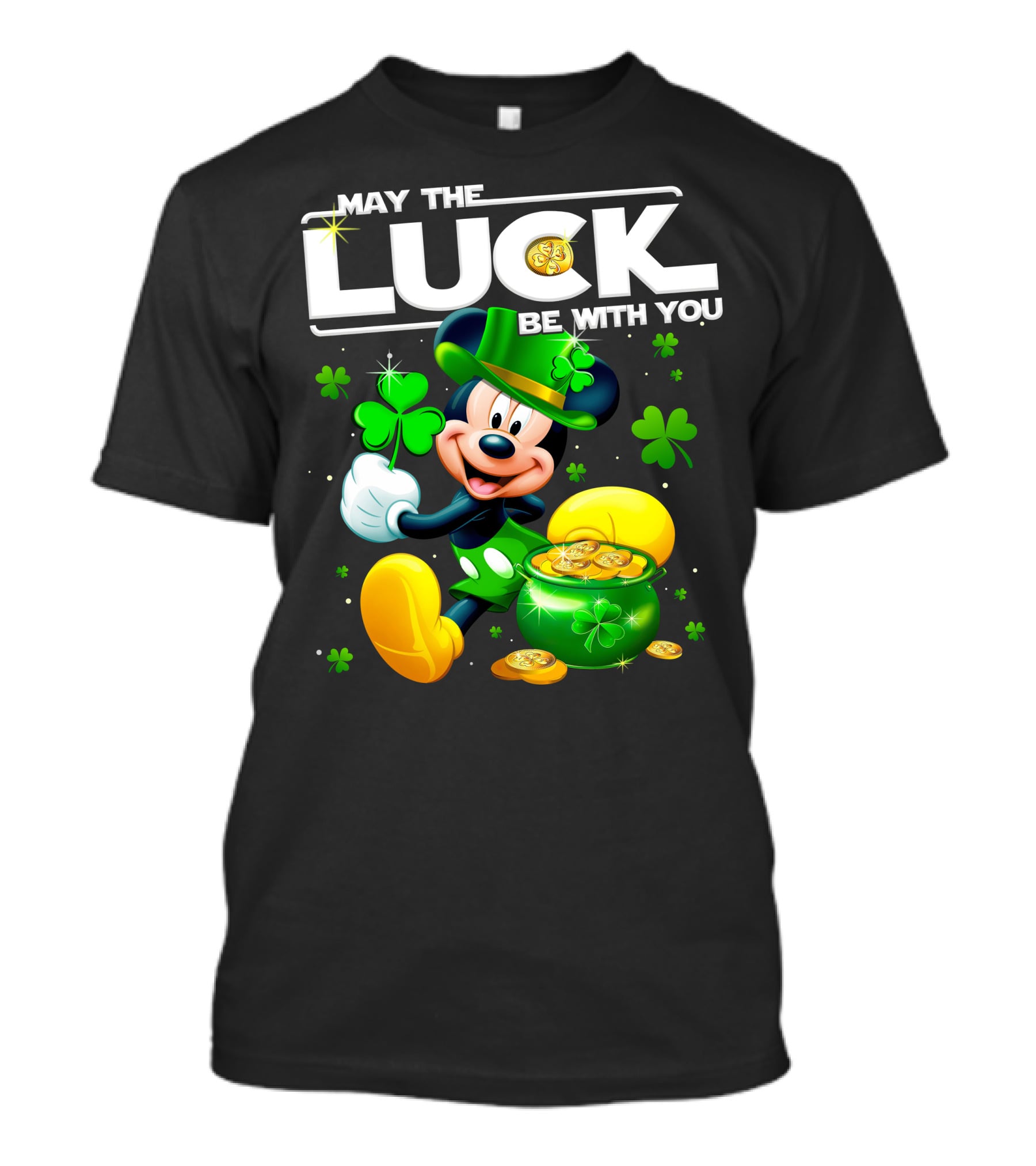 Mickey Mouse May The Luck Be With You Shamrock Coins T-Shirt