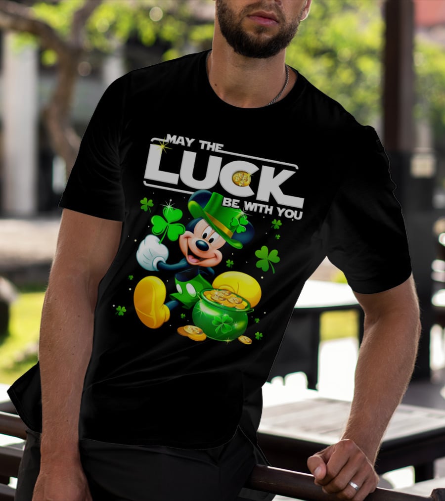 Mickey Mouse May The Luck Be With You Shamrock Coins T-Shirt